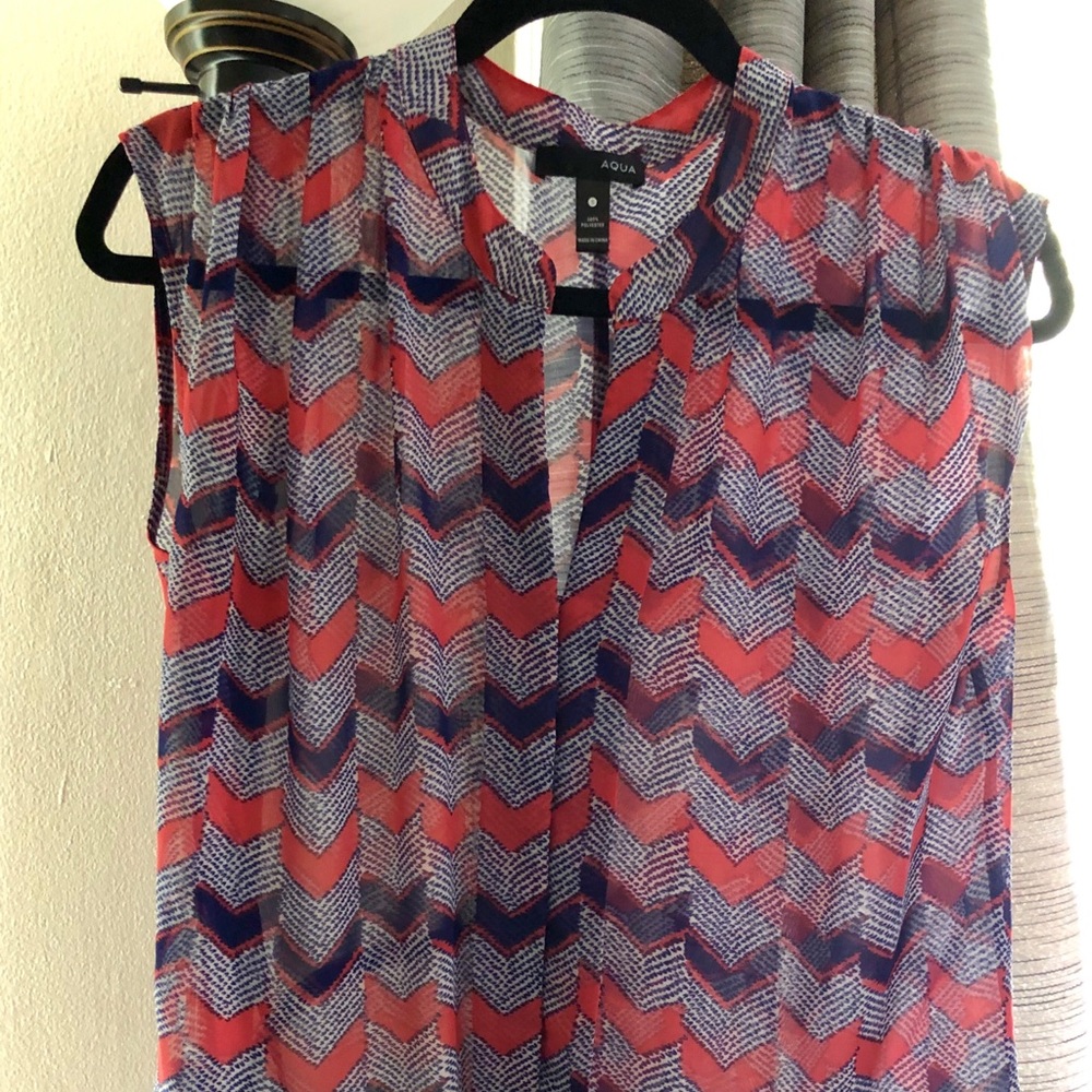 Aqua chevron print blouse